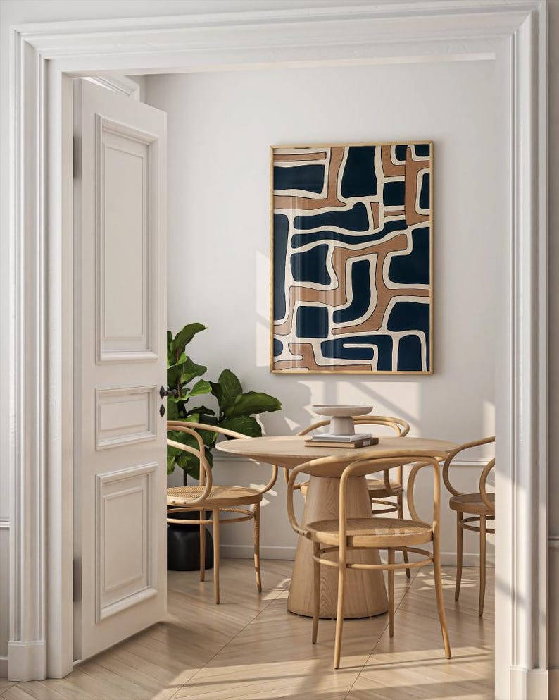 Abstract Art Print: Terracotta, Navy, Japandi Decor (Digital Download) image 2