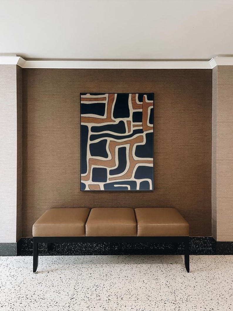Abstract Art Print: Terracotta, Navy, Japandi Decor (Digital Download) image 4