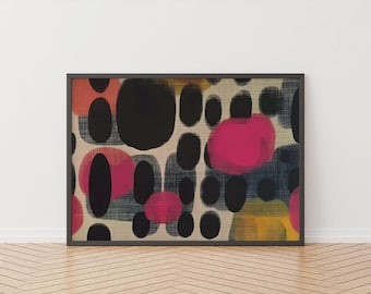 Pink Gradient Abstract Art Print: Bold Japandi Wall Decor (Digital Download)
