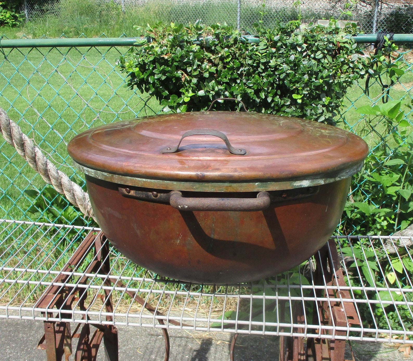 Antique Copper Candy Kettle Cauldron With Cover Large Candy Etsy