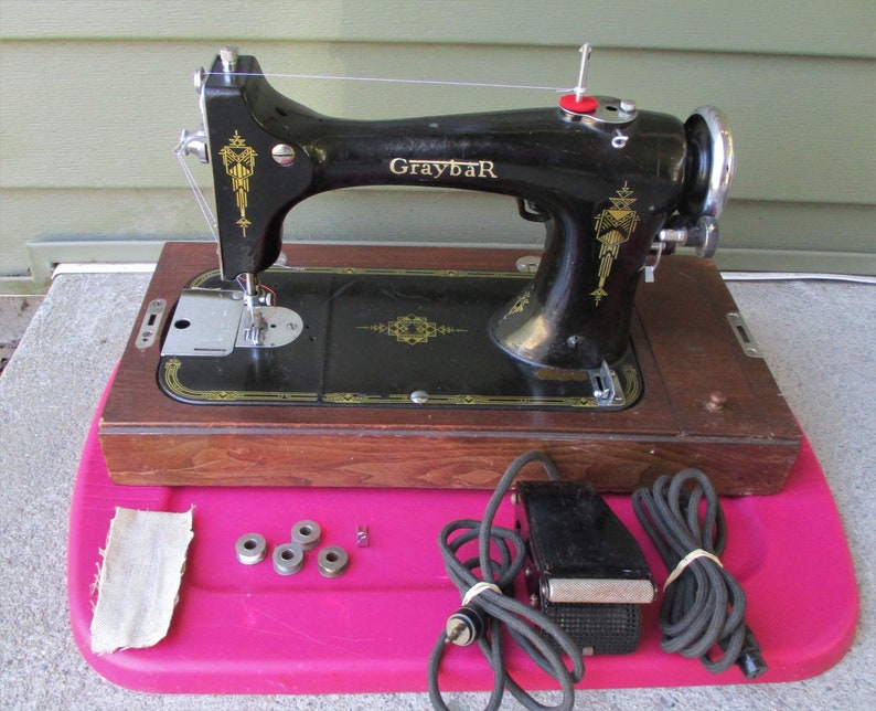 Vintage Graybar Sewing Machine & Wooden Case Working Etsy