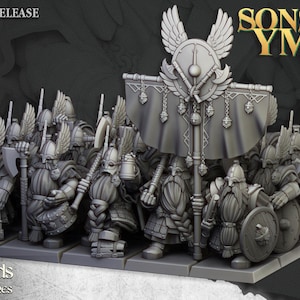 Dwarf Veterans Unit - Sons of Ymir |  |  RPGs | Roleplaying | 32mm/28mm | Highlands Miniatures | Dwarfs|  Tabletop | Free bases