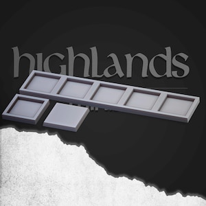 May include: A set of six gray plastic trays, each with a square shape and a raised edge. The trays are arranged in a row, with the first tray slightly offset from the others. There are two additional smaller gray trays in the image.