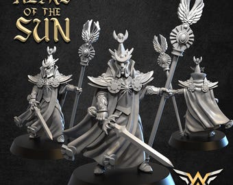 Aartsmagiër van de Zon - Erfgenamen van de Zon | White Angel Miniatures | RPG | Rollenspel | 32mm/28mm | Hoge Elf | Tafelspel | Gratis bases