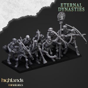 Ancient Skeletons with Bows - Eternal Dynasties |  RPGs | Roleplaying | 32mm/28mm | Highlands Miniatures