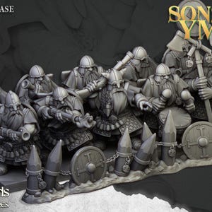 Dwarfs Marksmen Unit - Sons of Ymir | Highlands Miniatures |  RPG |  | 32mm 28mm | Dwarfs|  Tabletop | Free bases