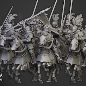 Sunland Knights on Horse- Sunland |  RPGs |  | Roleplaying | 32mm 28mm | Highlands Miniatures | Empire|  Tabletop | Free bases