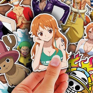 Paquete de pegatinas de One Piece Anime / Pegatinas de vinilo impermeables para portátil, maleta, botella de agua, funda de teléfono / Luffy, Zoro, Nami y más