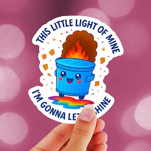 "Dumpster Fire Sticker ""This Little Light.."" Lustiger Mental-Gesundheit-Sticker – Sarkastische für Kindle, Laptop, Wasserflasche – glänzend oder matt