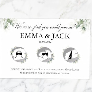 Cartes à gratter personnalisées Boisson gratuite pour mariage (2,9 x 4,1 pouces) 74 x 105 mm | Cadeaux de mariage amusants | Bricolage | Cartes à gratter boissons gratuites