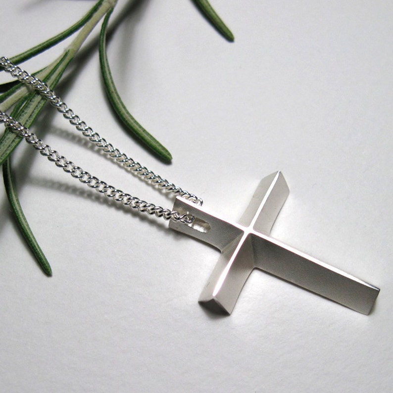 Mens Cross Necklace, Large Silver Cross Pendant With Chain, Epicenter
