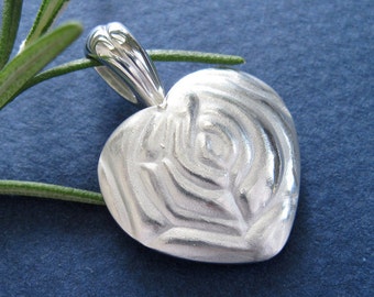 Sterling Silver Memorial Locket, Heart Urn Locket, Rose Remembrance Jewelry - FULSOME ROSE Pendant