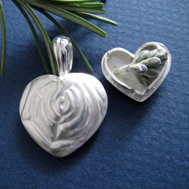 Remembrance Locket Sterling Silver Memorial Locket, Heart Urn Locket, Rose Remembrance ...