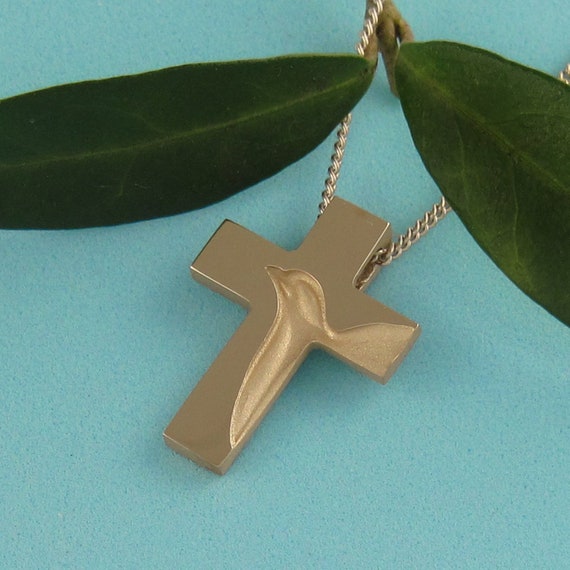 Modern Holy Spirit Dove Sterling Silver Cross by 'Marina'