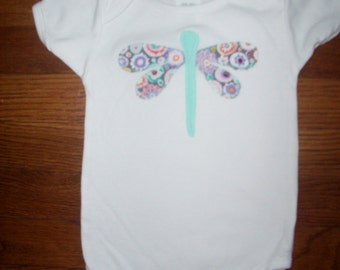 Summer Dragonfly Appliqued Baby Bodysuit