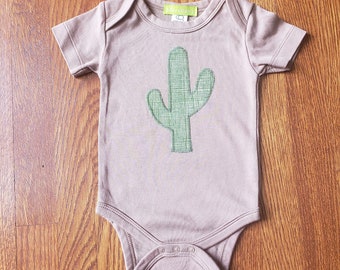 Organic Cotton Infant Bodysuit with Cactus Applique