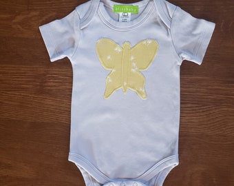 Organic cotton infant bodysuit with Butterfly applique