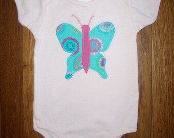 Tie-dye Butterfly Appliqued Baby Bodysuit