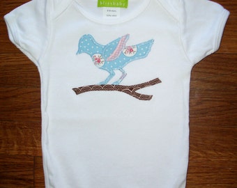 Song Bird Appliqued Baby Bodysuit