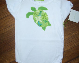 Green Sea Turtle Appliqued Baby Bodysuit