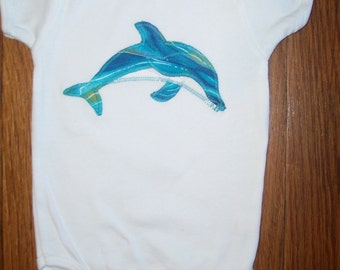Divin' Dolphin Appliqued Baby Bodysuit