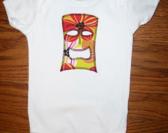 Freaky Pink Tiki Appliqued Baby Bodysuit