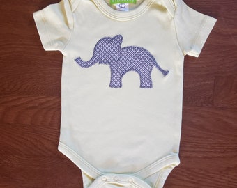 Organic cotton infant bodysuit with Elephant applique