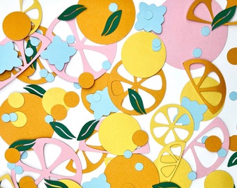 Citrus Themed Confetti for Baby Shower Decor Orange Paper Confetti for Citrus Party Fruit Decoration Lemon Slice Summer Event Supplies
