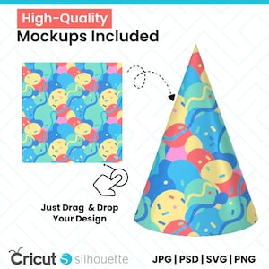 Editable Party Cone Hat Template – 11x8.5 inches | Canva + Svg Png Jpg Psd | Instant Download image 7