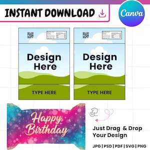 Bearbeitbare Rice Krispies Wrapper Vorlage | Rice Krispies Leckerli Etikett | Gastgeschenk Wrap | DIY Snack Bag Vorlage SVG PNG