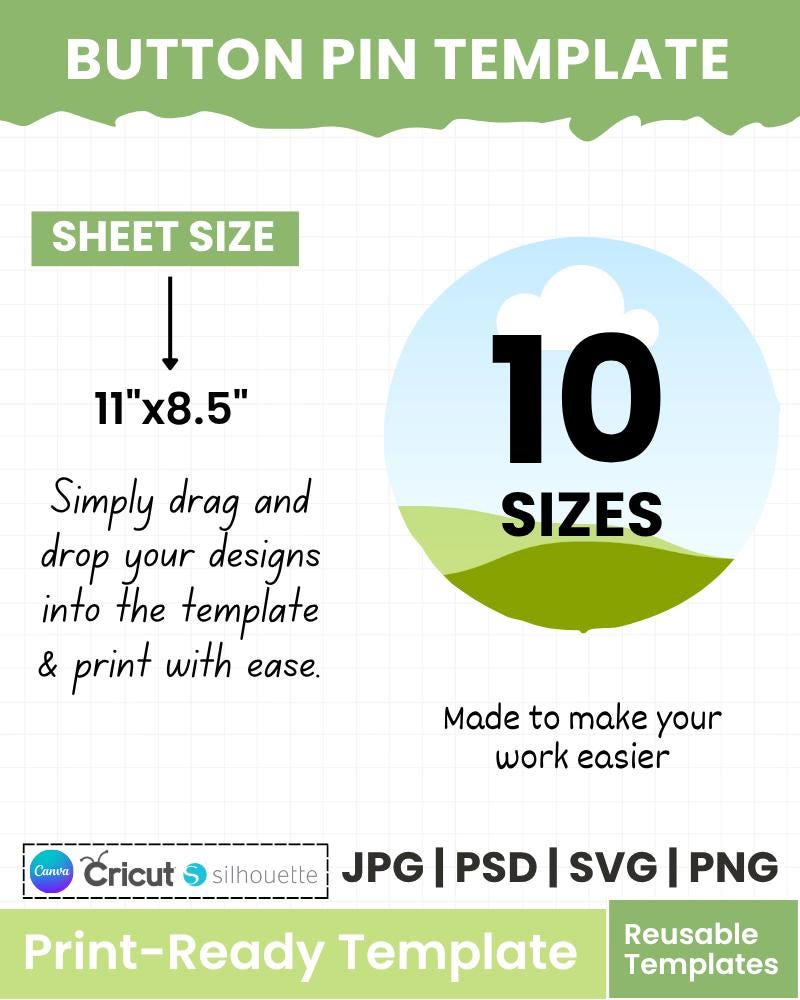 Editable Button Pin Template Bundle | Circle Badge Canva Template ...