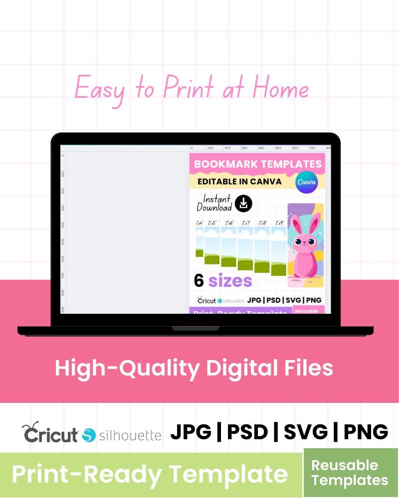 Editable Bookmark Canva Template | Printable Bookmark Set | Drag & Drop ...
