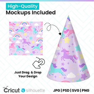 Editable Party Cone Hat Template – 11x8.5 inches | Canva + Svg Png Jpg Psd | Instant Download image 5