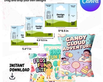Editable Chip Bag Template | Canva Snack Wrapper | DIY Party Favor Label | Printable Packaging Design | Digital Download