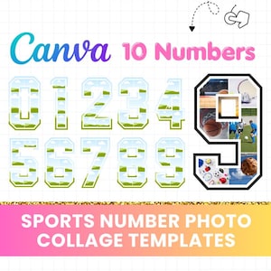Sports Number Photo Collage Canva Template, Jersey Number Collage, Senior Night Poster, Athlete Photo Collage