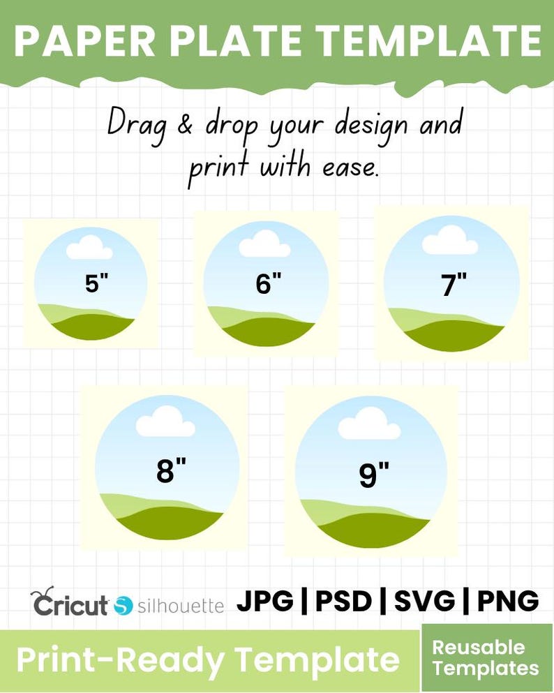 Editable Paper Plate Template Bundle 6–9 Inch | Canva Plate Design ...