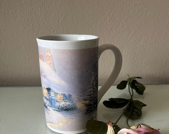 Vintage 1993 Thomas Kinkade Christmas Coffee Latte Mug - Stonehearth Hutch