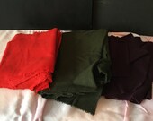 Orange-red , maroon and olive green felted wool fabric for crafting, rug hooking, penny rugs, quilting, appliqué, 1 3 oz, set 3