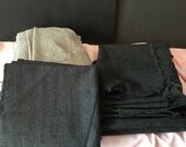 Gray pin stripe, medium gray and light black felted wool pieces for crafting, rug hooking, penny rugs, 1 12 oz fabric, set 5