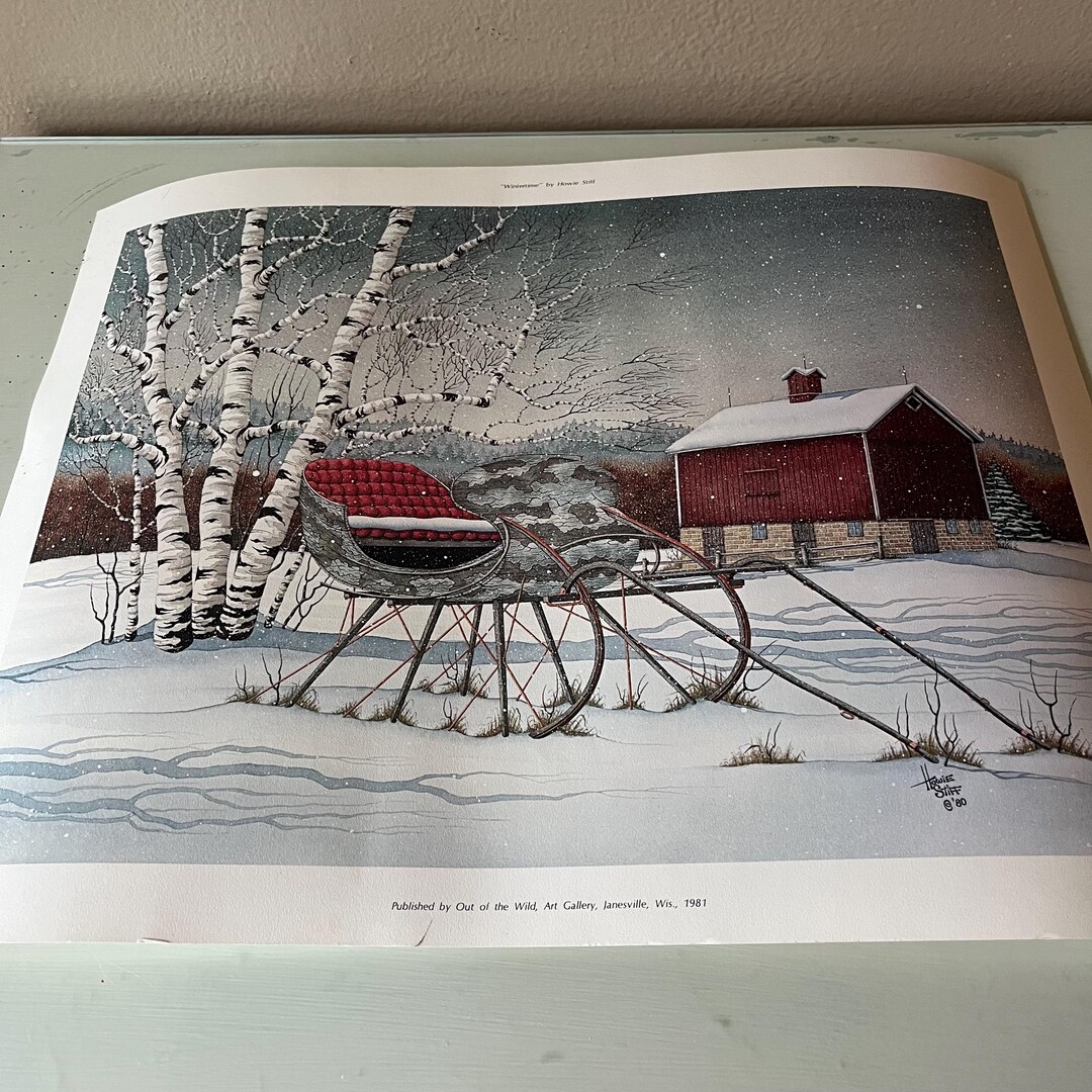 絵画 winter staple Wintertime Birch Tree Print: Signed Art by Howie Stiff, 1980s - Etsy