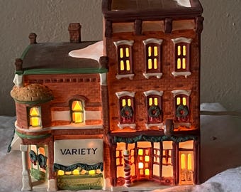 Used Dept 56 Dickens Heritage Village: Variety Store & Barber Shop, 1998 Christmas in the City
