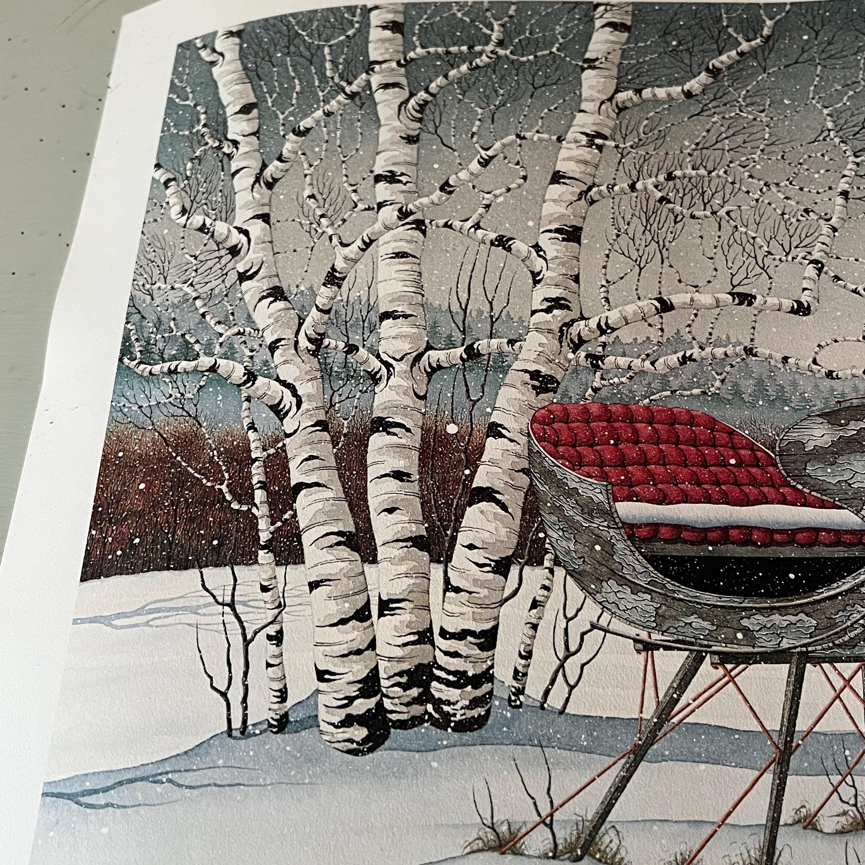 Wintertime Birch Tree Print: Signed Art by Howie Stiff, 1980s - Etsy