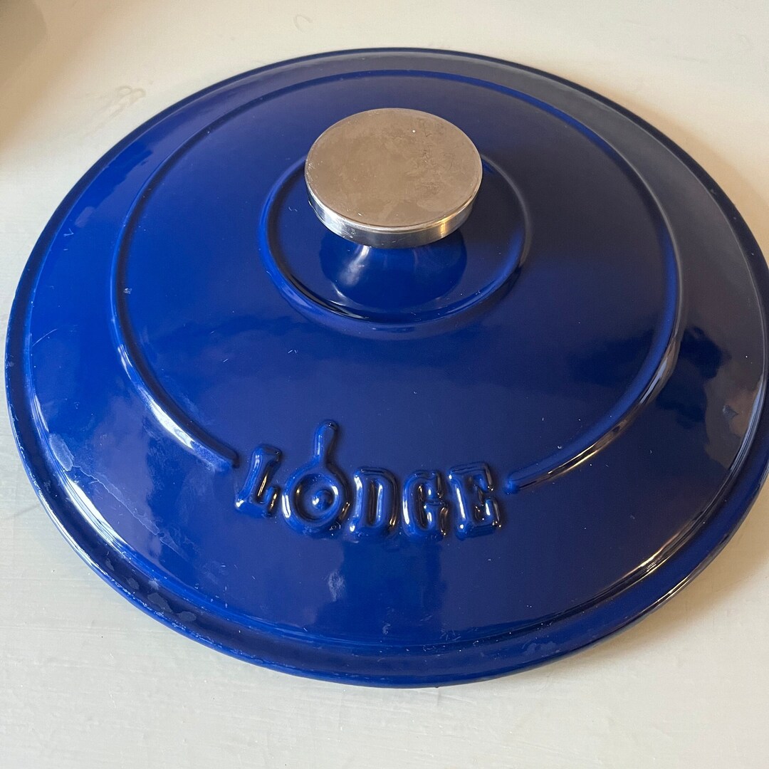 Cobalt Blue Cast Iron Lid for Dutch Oven Large Pot by Lodge / Etsy