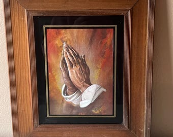 Dufex Foil Praying Hands Art: Matted & Framed Christian Religious Decor