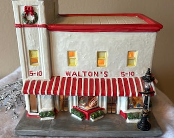 Waltons 5-10 Christmas Village Ceramic House, Store, 2005 Village Five and Dime