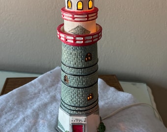 Vintage 1997 Ceramic Lemax Misty Harbor Lighthouse