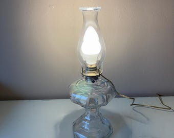 Glass Lamp Base Possibly Converted Oil Lamp