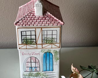 Vintage Rainbowman Candy Store Jar: 1994 Pastel House Cookie Jar