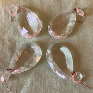 Vintage Cut Glass Teardrop Prisms: Jewelry Making, Crafts (Set of 4