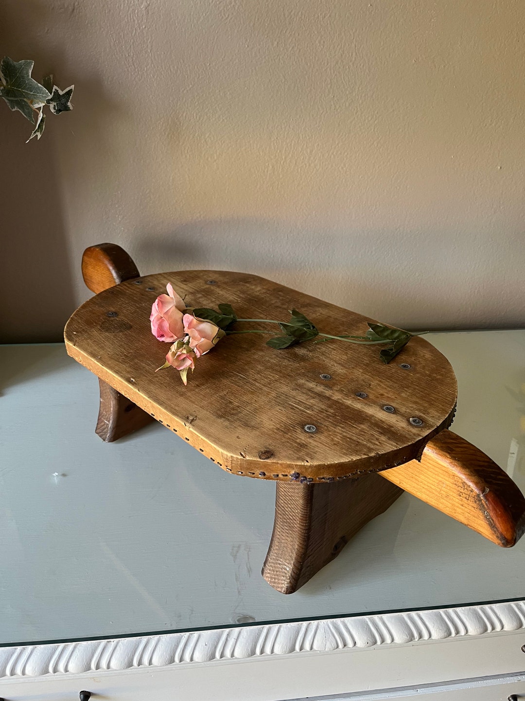 Large Wooden Turtle Footstool Footrest Step Stool / Used Etsy